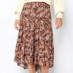 Plum Botanical Midi Skirt